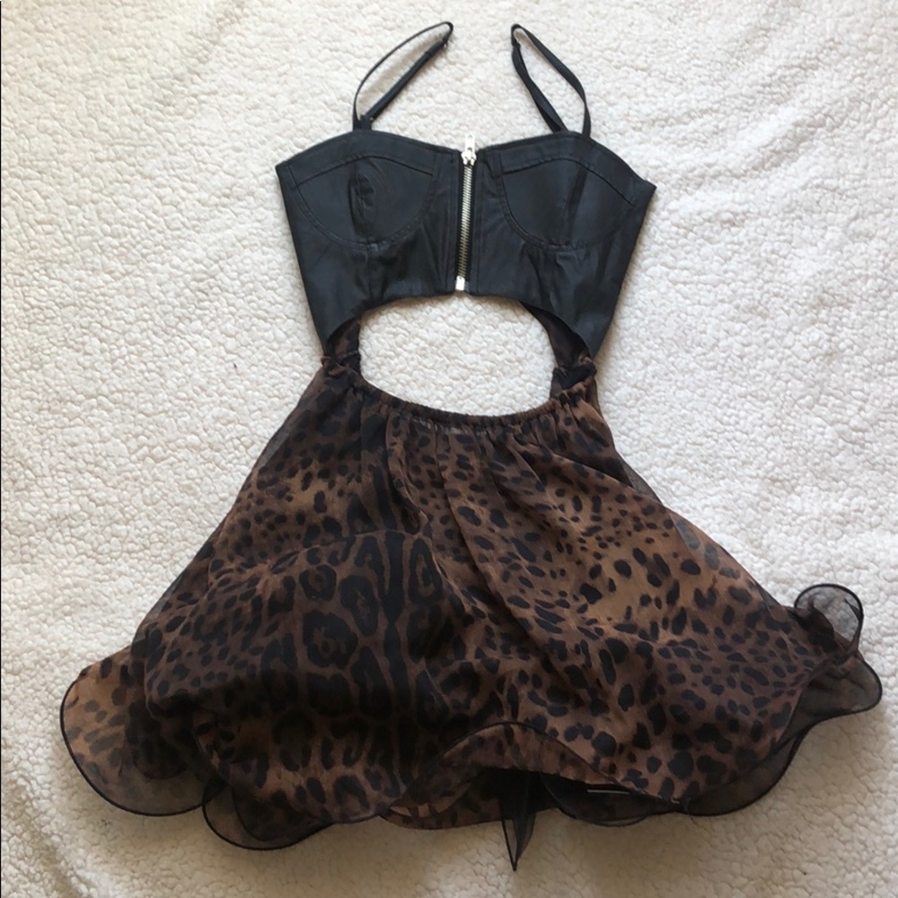 UNIF leather/leopard dress